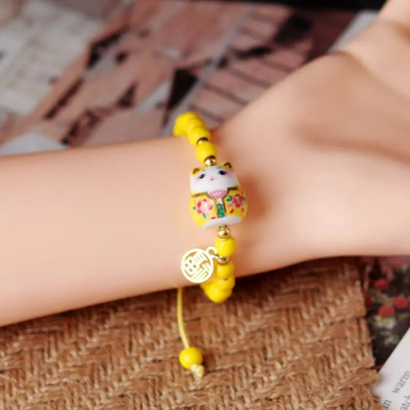 Bracelet chat b03 pour filles, bracelets perlés colorés, pendentifs en céramique Harajuku, bracelets à breloques anime, bijoux cadeaux, vente en gros MAEJORKEN