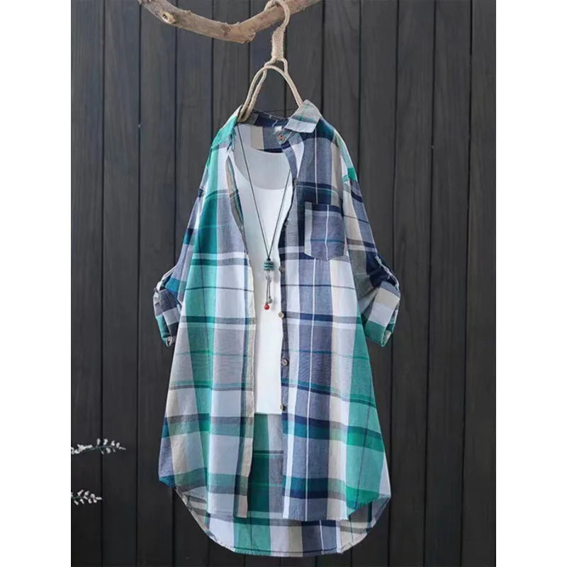 Chemise à carreaux à revers manches longues  du 1XL au 5XL