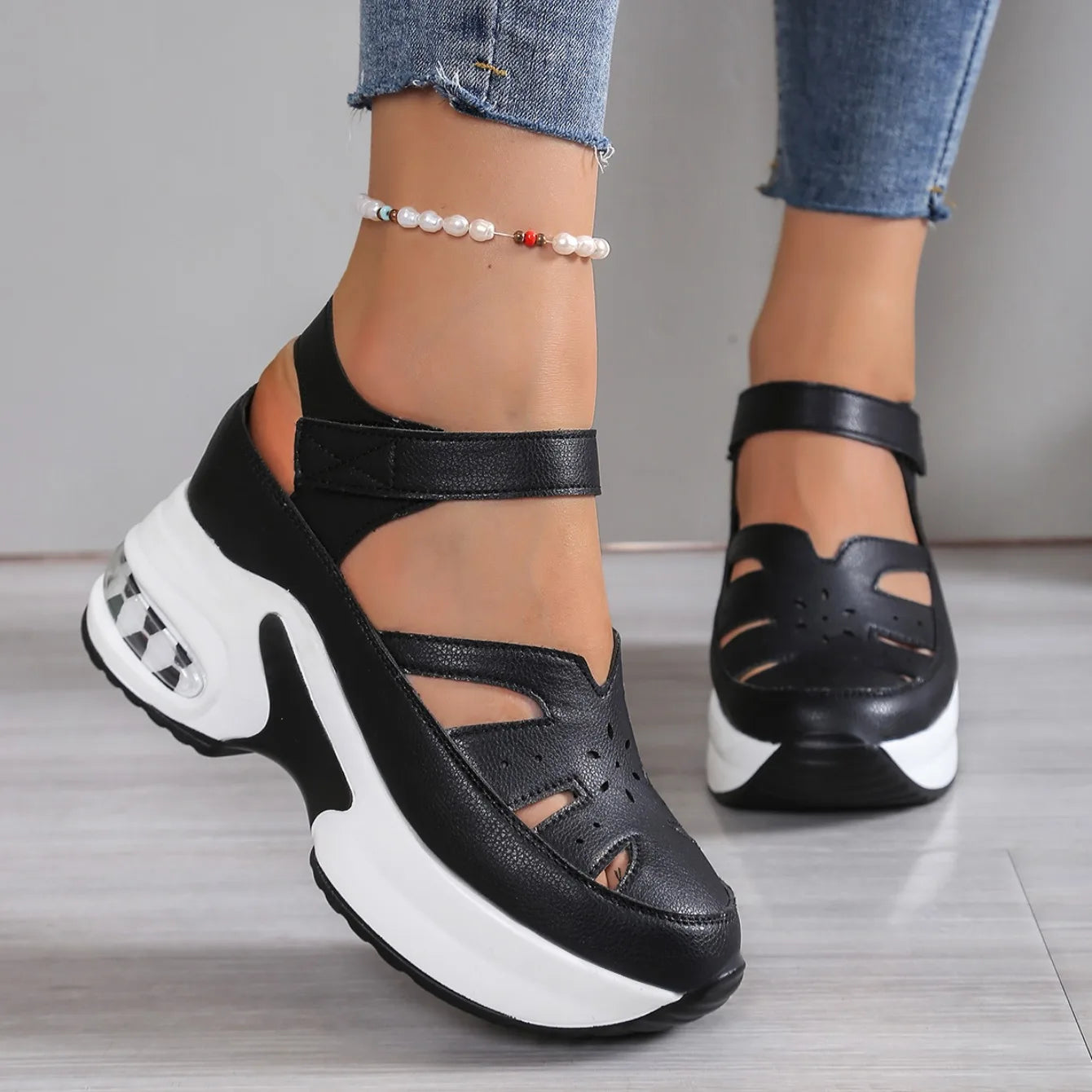 Sandales d'été à bout fermé pour femmes, chaussures décontractées, grande taille, ajourées, légères, confortables, à plateforme, nouvelle collection MAEJORKEN