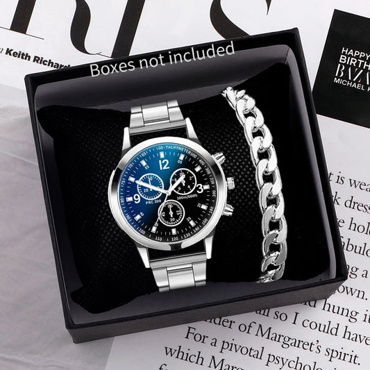 1/2 pièces montres d'affaires pour hommes montre à Quartz avec Bracelet en acier ( coffret non inclus ) MAEJORKEN