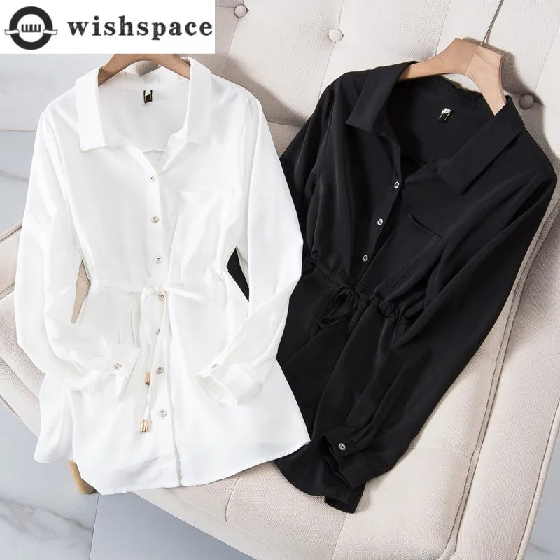 Chemise décontractée en mousseline de soie à manches longues du L au 3XL