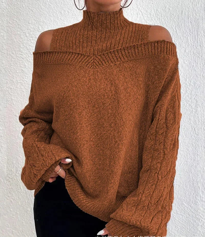 Pull semi - col roulé pour femme