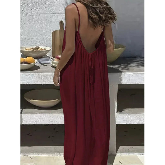 Nouvelle arrivée : Robe longue décontractée sans bretelles ni dos pour femme, confortable pour la maison et la nuit MAEJORKEN