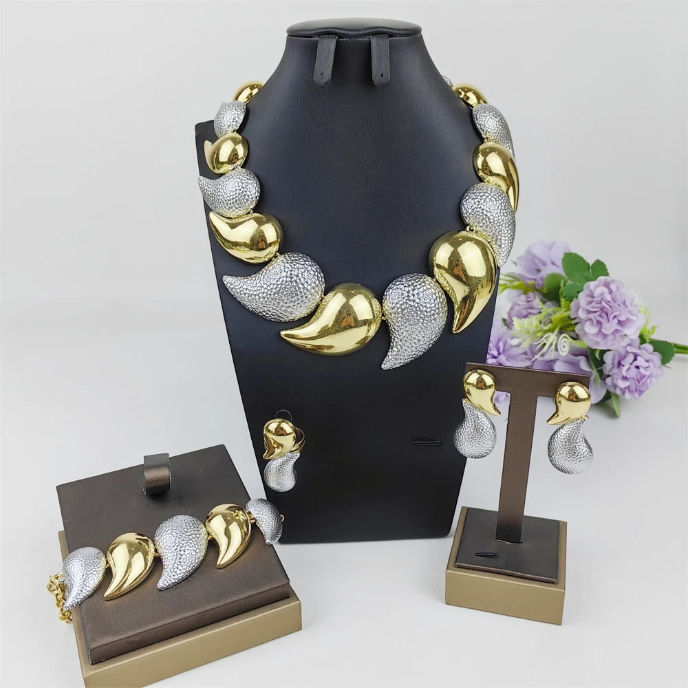 TITI ensemble de bijoux de luxe pour femmes de haute qualité plaqué or 18 carats bijoux de dubaï collier boucle d'oreille bague Bracelet tendance MAEJORKEN