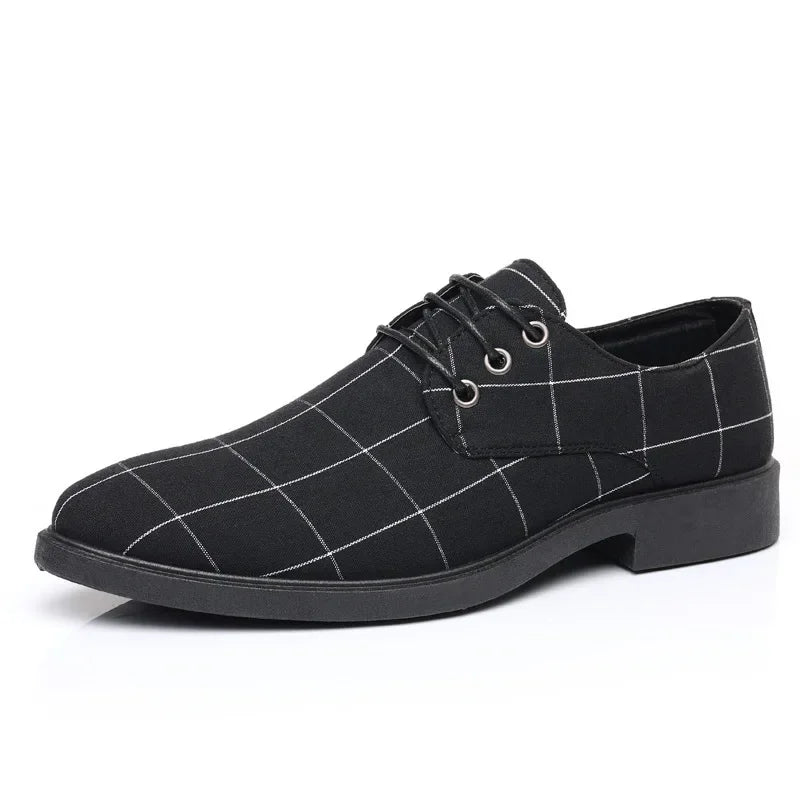 Chaussures d'affaires décontractées pour hommes printemps automne loisirs britanniques toile à lacets chaussures formelles respirant bout rond semelle extérieure en PVC MAEJORKEN