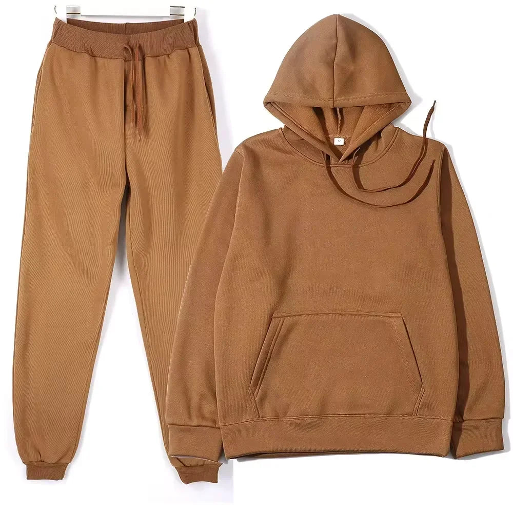 Ensemble survêtement couleur unie sweat à capuche + pantalon du S au 3XL