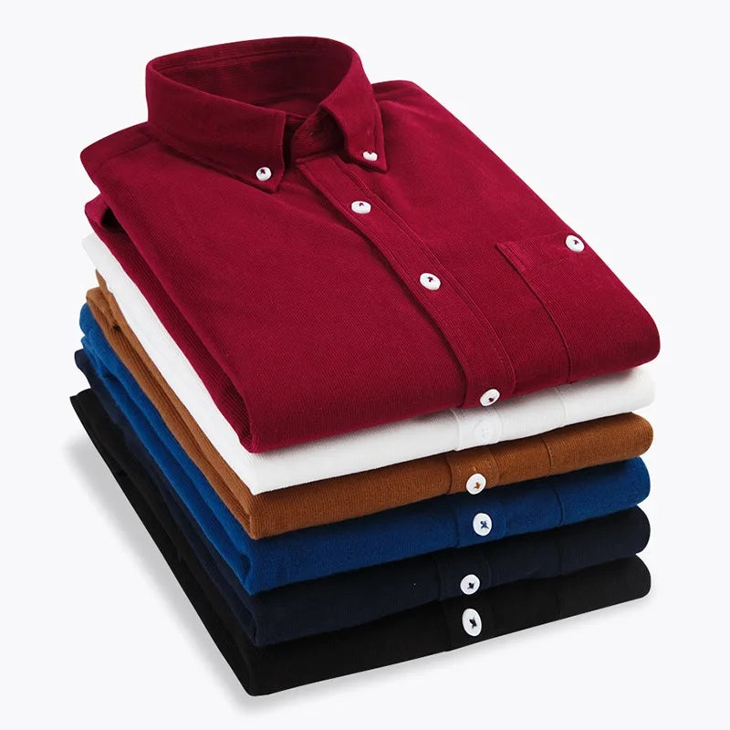 Chemise en velours manche longue rayure homme du M au 5XL