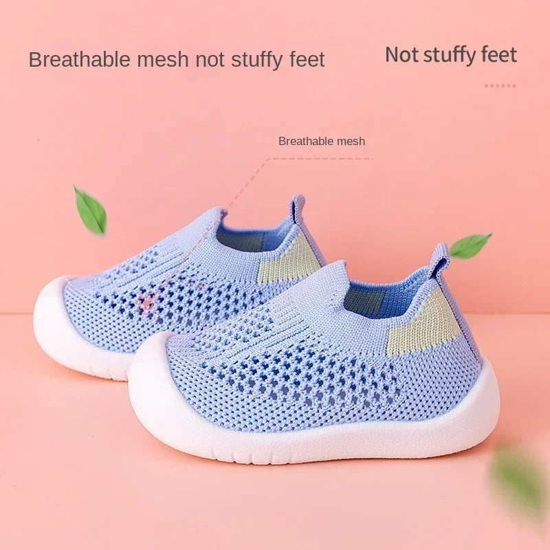 Printemps été enfant en bas âge chaussures respirant tricoté enfants baskets garçons sans lacet chaussures de Tennis filles doux antidérapant école chaussures décontractées MAEJORKEN