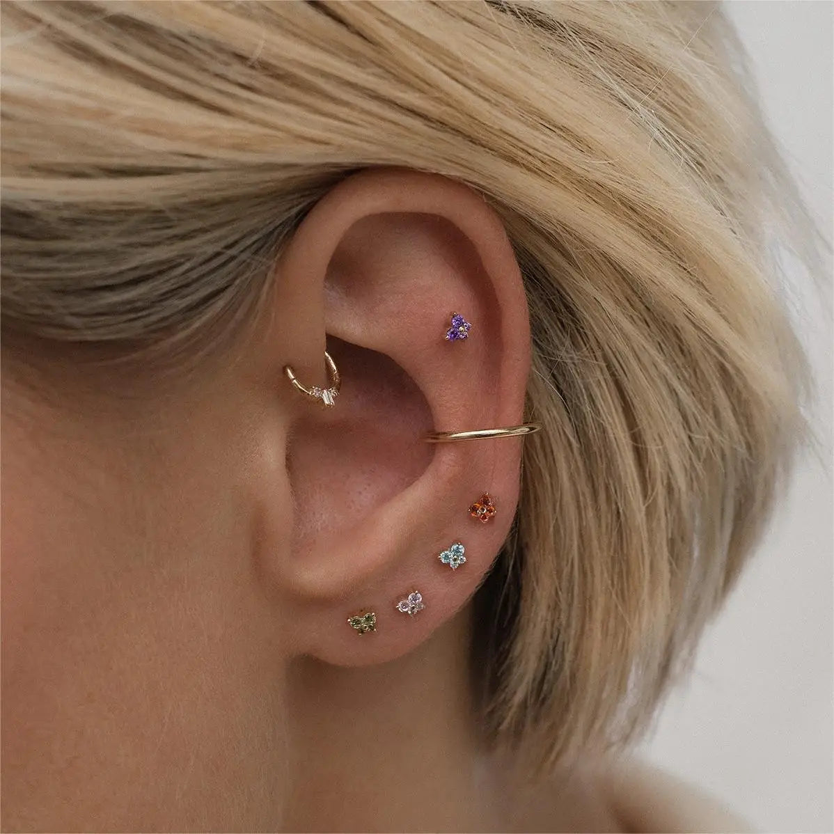 Mini boucles d'oreilles en acier inoxydable, pierre de naissance, 12 Constellation, Cartilage, papillon, bijoux de perçage hypoallergéniques, 1 pièce MAEJORKEN