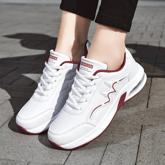Femmes en cuir imperméable quatre saisons chaussures de course dames de haute qualité coussin espadrilles décontractées antidérapant doux chaussures de Jogging MAEJORKEN
