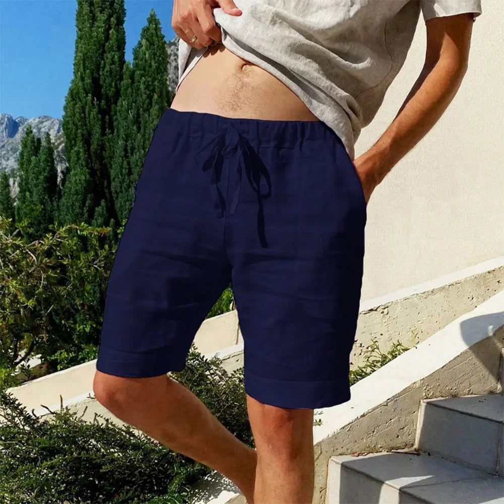 Short en coton et lin respirant pour homme, pantalon de plage hawaïen, solide, document fjadt, streetwear polyvalent, été, nouveau MAEJORKEN