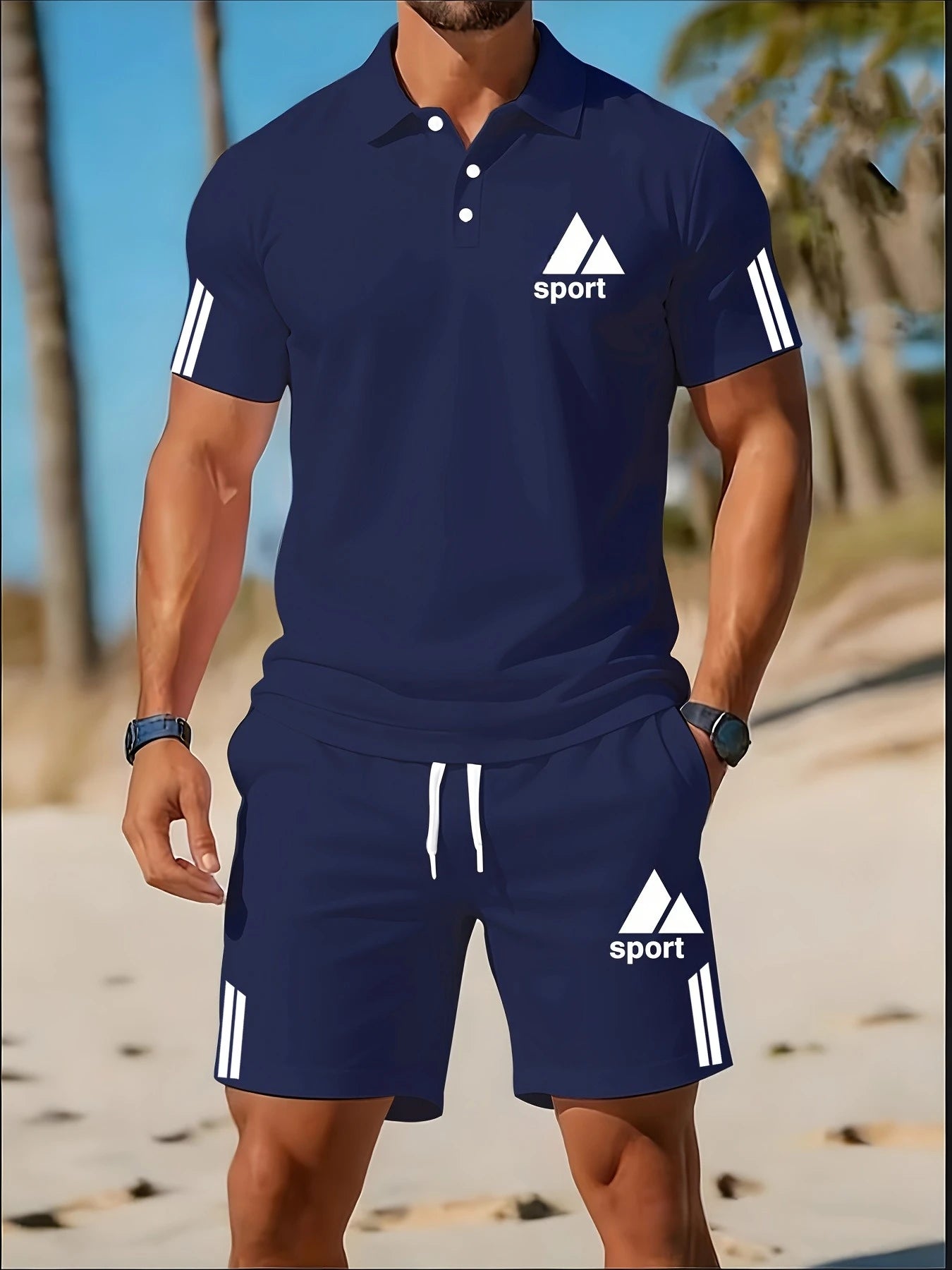 Ensemble de vêtements de sport décontractés pour hommes, polo à manches courtes + short d'été, ensemble de sport décontracté, ensemble respirant pour hommes MAEJORKEN
