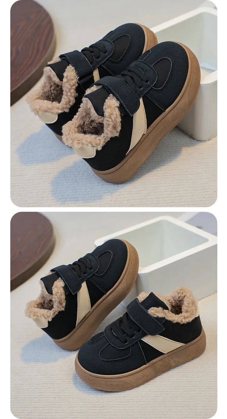 Chaussures chaudes d'hiver pour enfants, baskets en polaire, en coton, imperméables, en laine d'agneau, pour filles, 2025 MAEJORKEN