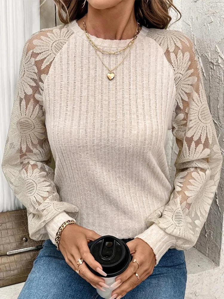 Pull tricoté dentelle femmes du S au 2XL MAEJORKEN