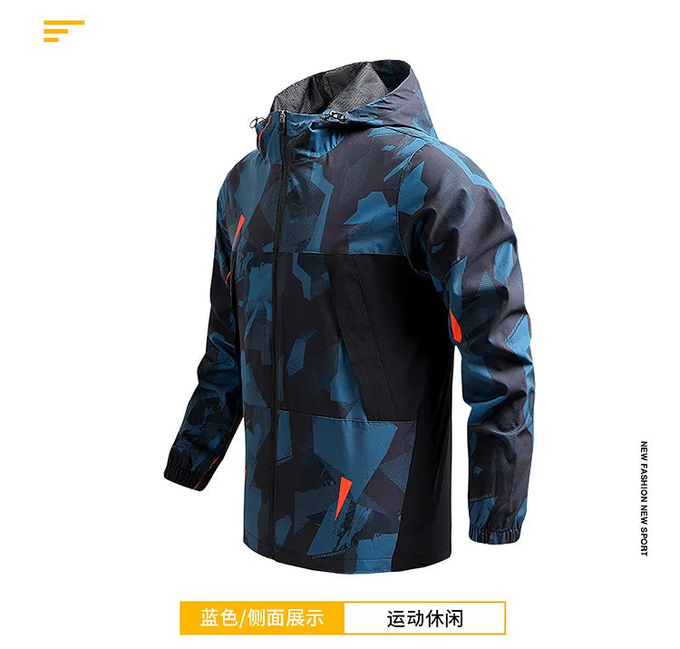 Veste imperméable à capuche décontractée sport, randonnée, coupe-vent du S au 5XL
