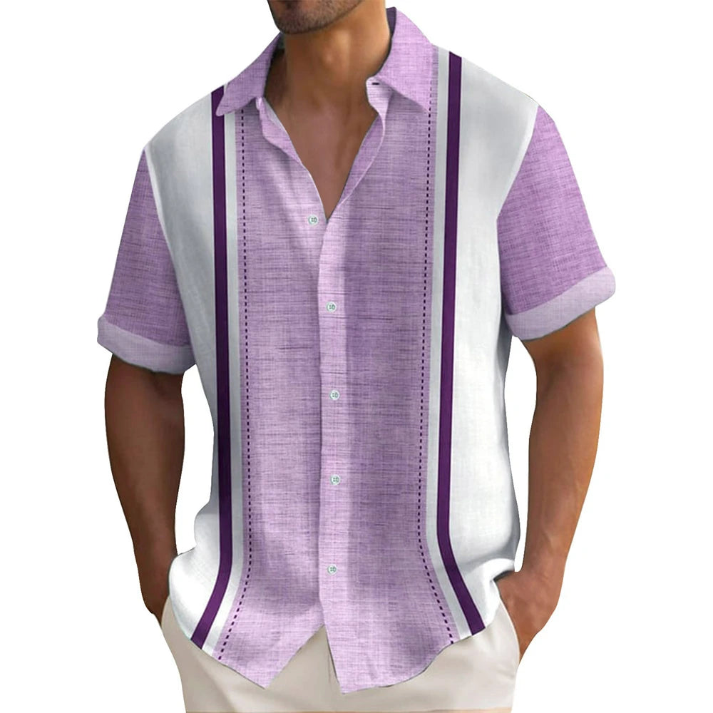 Chemise à manches courtes revers rétro du S au 5XL