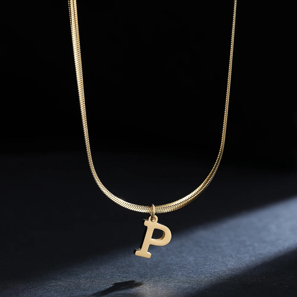 Pendentif  alphabet plaqué or inoxydable