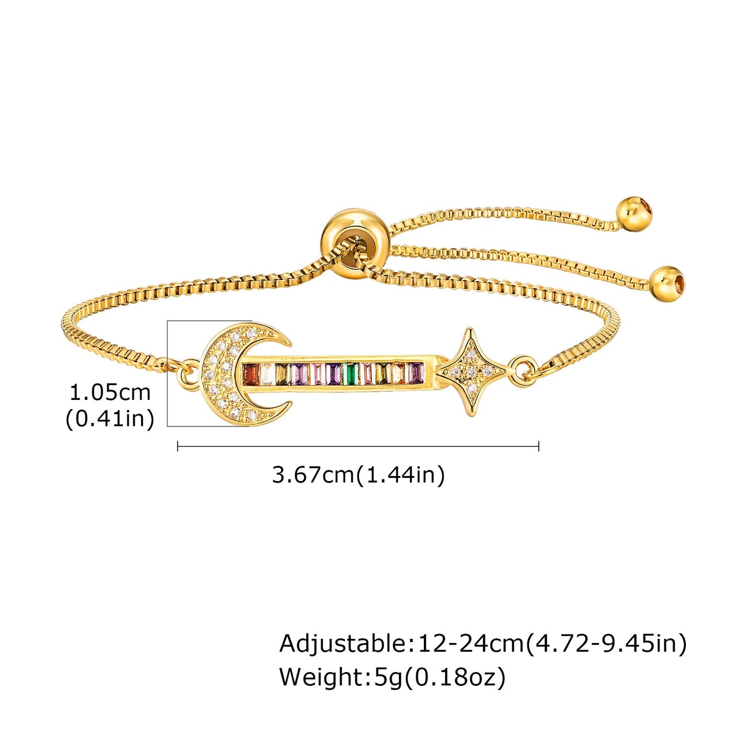 Zcomprend-Bracelet coeur en pierre colorée pour femme, lune, étoile, boîte réglable, bijoux JOWristband, cadeau pour petite amie, jour de Léon MAEJORKEN