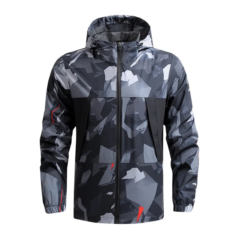 Veste imperméable à capuche décontractée sport, randonnée, coupe-vent du S au 5XL