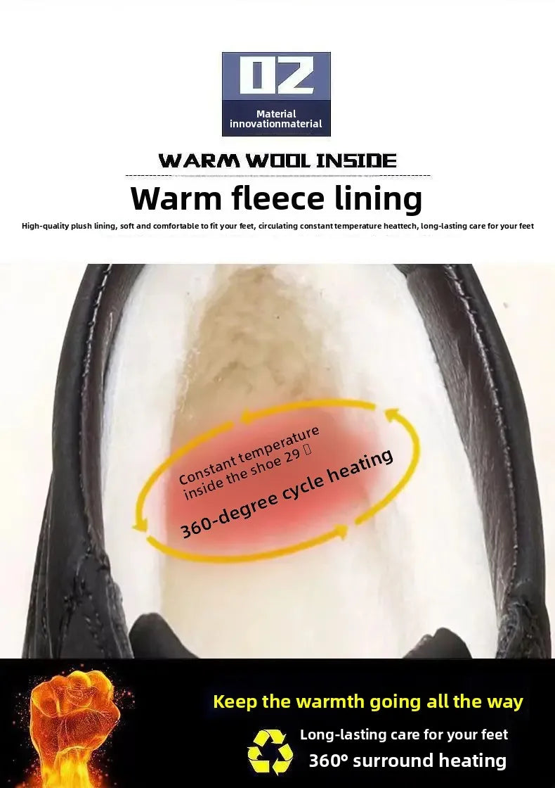 Chaussures d'hiver en cuir imperméable épais pour hommes, doublure polaire, montantes en coton, bottes de neige pour Sports de plein air, semelle extérieure en caoutchouc MAEJORKEN