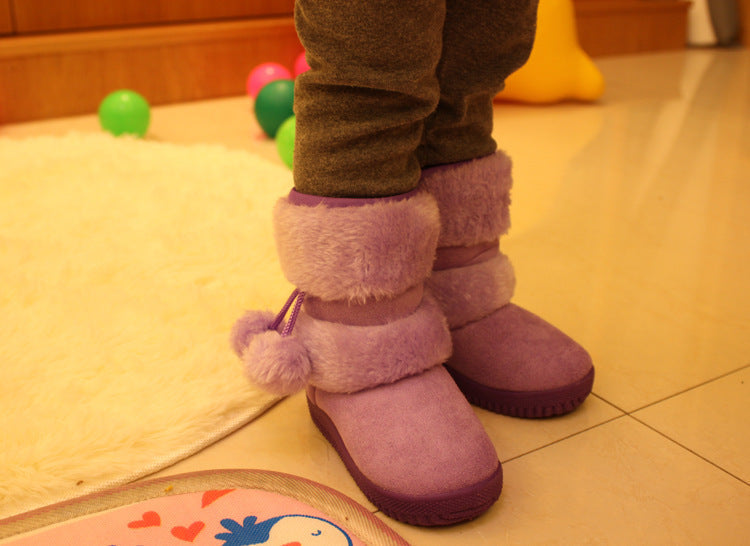 Bottes de neige pour filles, confortables, épaisses et chaudes, pour enfants, boule épaisse, mignonnes, chaussures de princesse, automne, 2023 MAEJORKEN