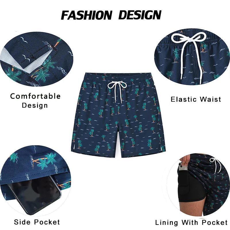 DATIFER été 2026 nouveauté hommes Shorts Polyester longue doublure 2 en 1 Shorts Para Hombre côté fermeture éclair poche maillot de bain de sport MAEJORKEN