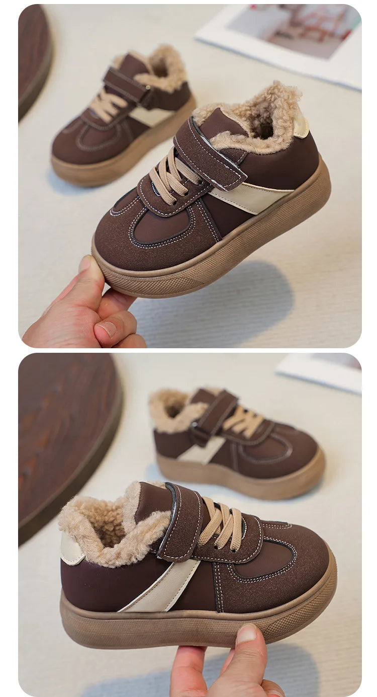 Chaussures chaudes d'hiver pour enfants, baskets en polaire, en coton, imperméables, en laine d'agneau, pour filles, 2025 MAEJORKEN