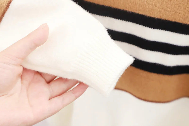 Pull à manches longues et col haut pour garçon de 2 à 6 ans, beau tricot, Design à rayures, automne et hiver MAEJORKEN