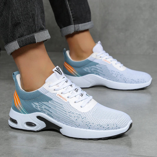 Chaussures pour hommes, chaussures décontractées pour hommes, maille respirante, chaussures de sport à la mode à coussin d'air, à semelles souples et à blocs de couleur MAEJORKEN