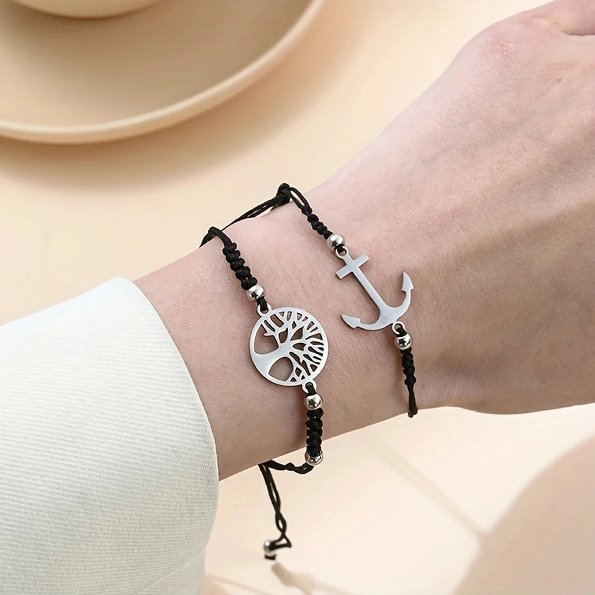 12 pièces/ensemble élégant bracelet à breloques tressé en acier inoxydable pour hommes-parfait pour un usage quotidien et un cadeau à la famille et aux amis MAEJORKEN