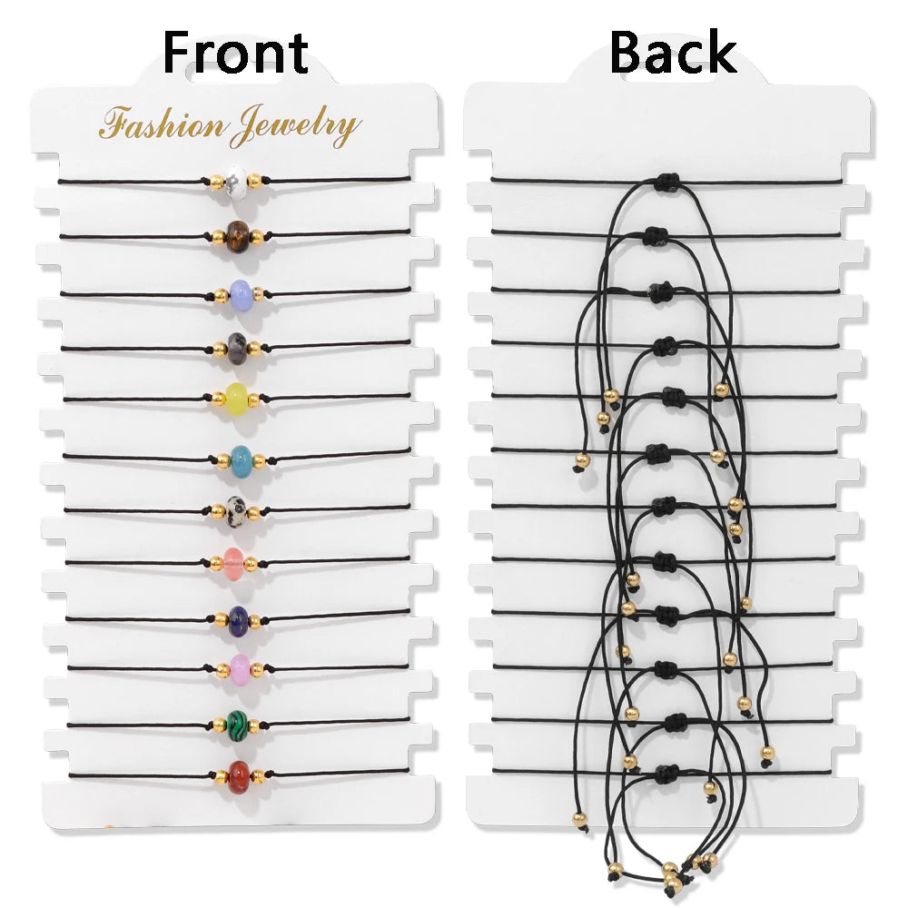 12 pièces/ensemble coloré pierre naturelle tressé Bracelet guérison cristal à la main Bracelets porte-bonheur Bracelets bijoux femmes hommes cadeaux MAEJORKEN