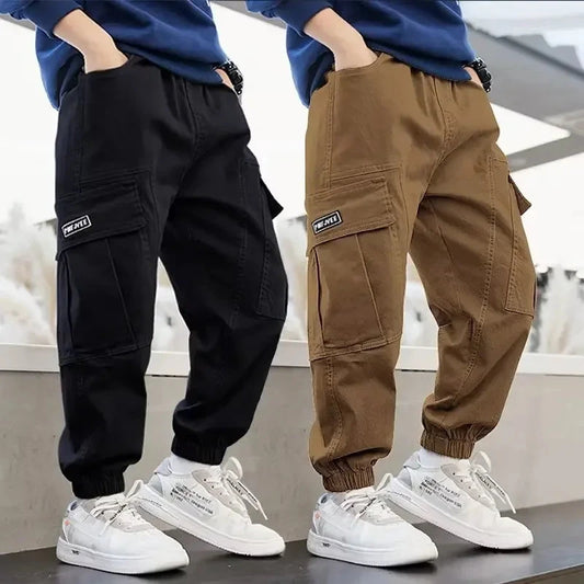 Pantalons Cargo pour garçons, Streetwear de printemps, pantalons de survêtement pour adolescents, taille élastique, pantalons longs pour enfants de 10 à 12 ans MAEJORKEN