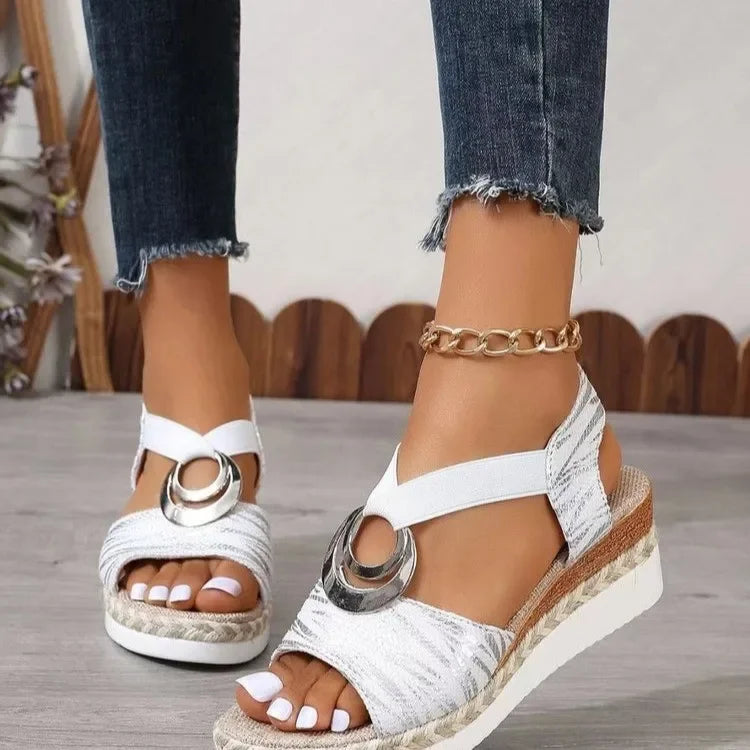 Sandales à talons compensés pour femmes, chaussures d'été à plateforme imprimé serpent, chaussures de gladiateur, confortables et décontractées, à talons hauts, 2025 MAEJORKEN