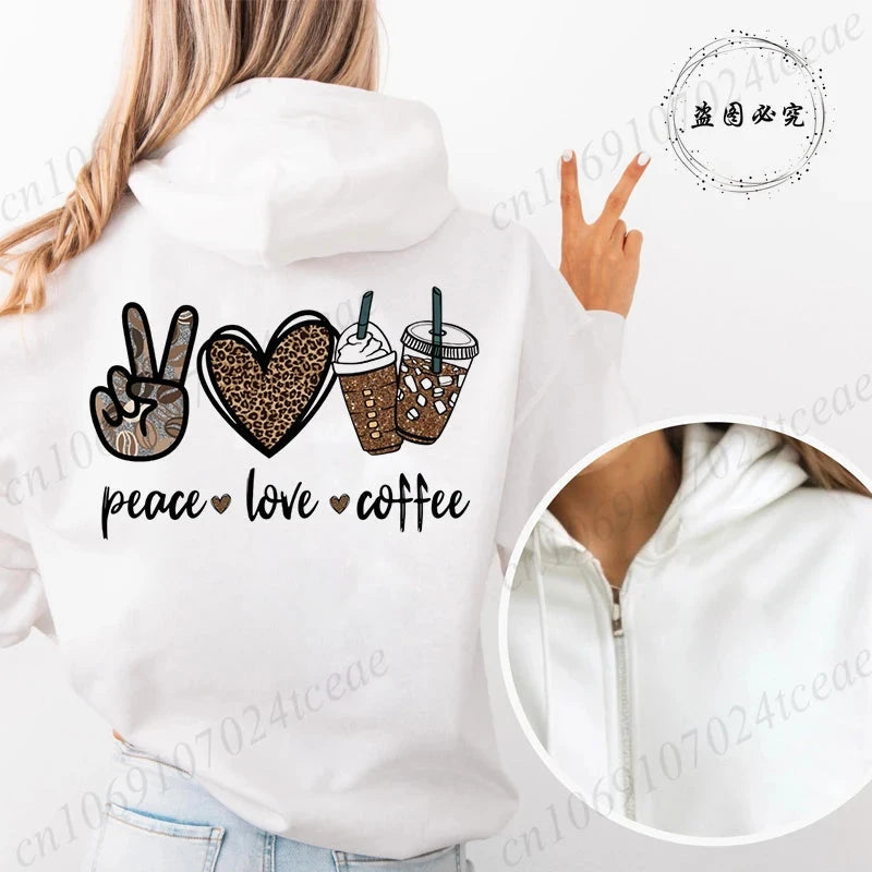 Sweat à capuche avec fermeture éclair pour femmes, Style unisexe, surdimensionné, ample, haut d'extérieur, imprimé cœur, léopard, fermeture éclair, nouvelle collection MAEJORKEN