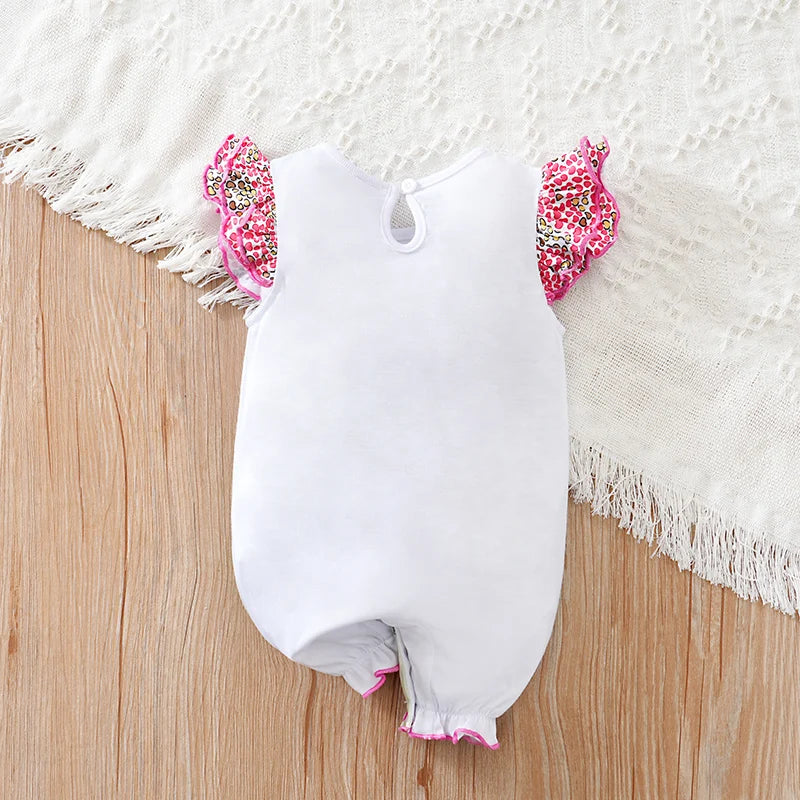 Vêtements pour nouveau-nés, imprimé cerf tacheté de dessin animé, confortable et doux, combinaison d'été à manches volantes pour bébé fille MAEJORKEN