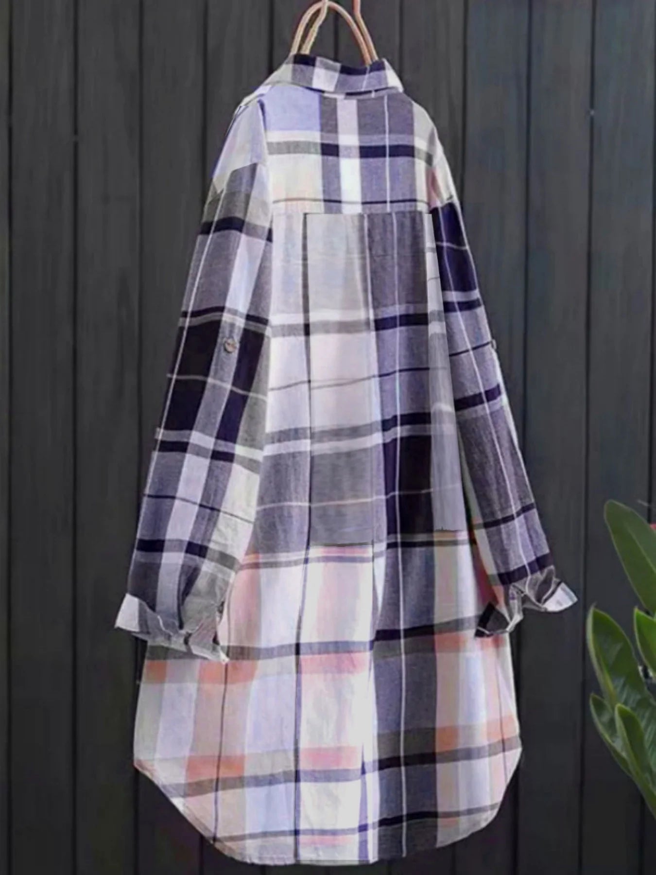 Chemise à carreaux à revers manches longues  du 1XL au 5XL