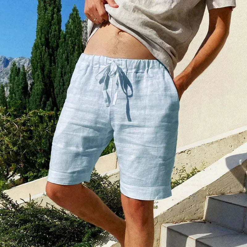 Short en coton et lin respirant pour homme, pantalon de plage hawaïen, solide, document fjadt, streetwear polyvalent, été, nouveau MAEJORKEN