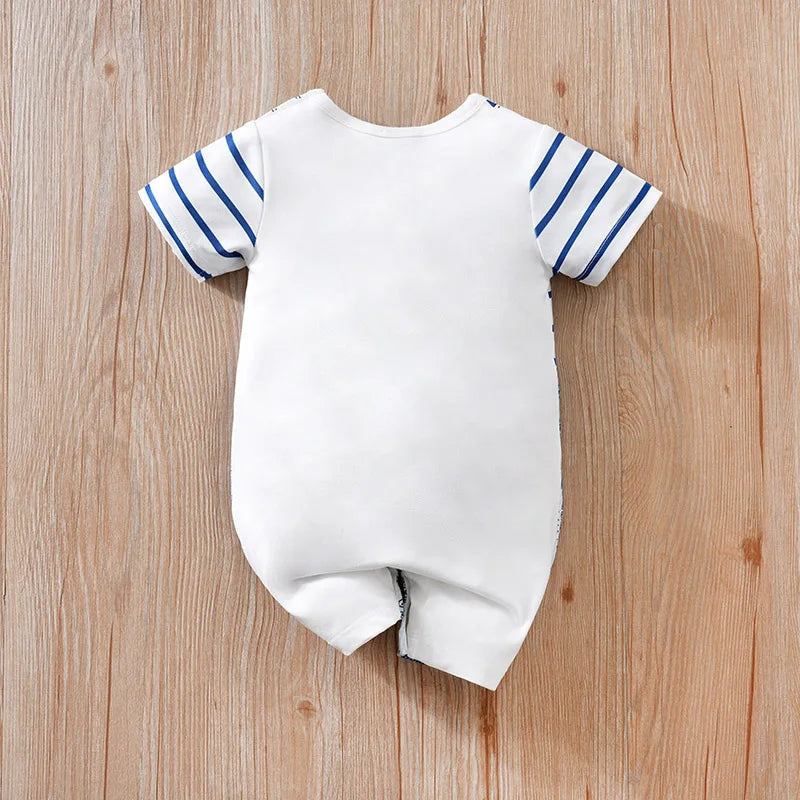 Vêtements de bébé ours de dessin animé mignon pour garçons et filles, fausse sangle initiée, confortable et doux, combinaison d'été à manches courtes, 0-18 MAEJORKEN