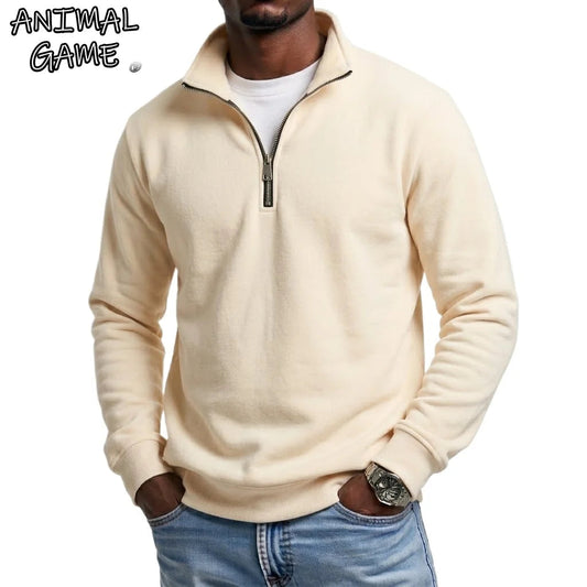 Sweat-shirt à fermeture éclair pour homme, idéal pour le sport et les activités de plein air, avec capuche et demi-zip, collection printemps-automne, couleur unie MAEJORKEN