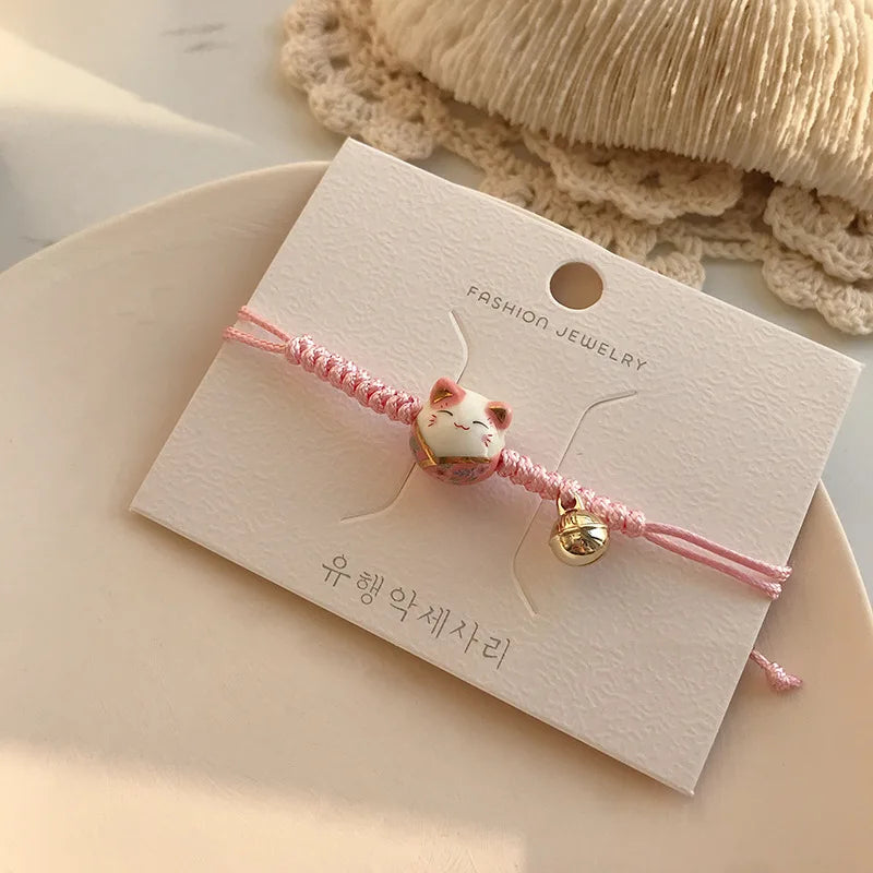 Bracelet chat b03 pour filles, bracelets perlés colorés, pendentifs en céramique Harajuku, bracelets à breloques anime, bijoux cadeaux, vente en gros MAEJORKEN