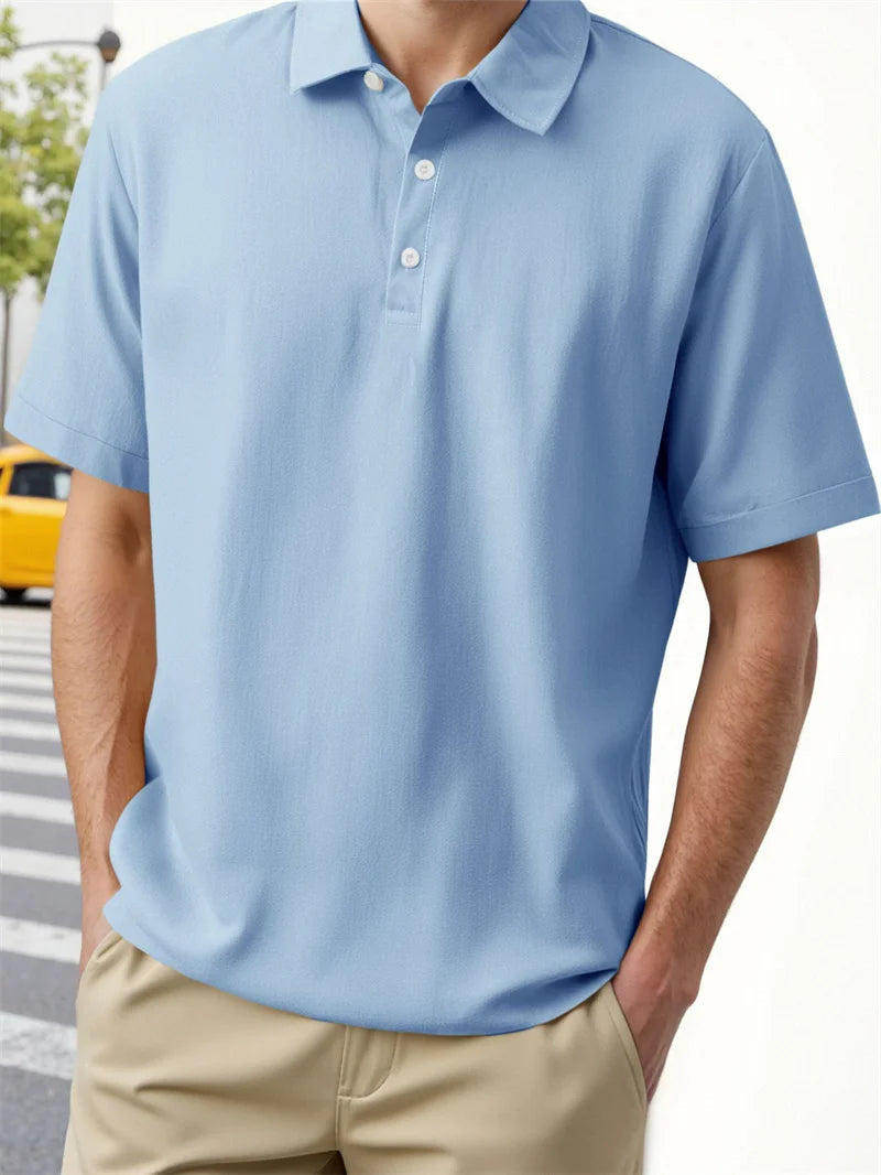 Polo d'été décontracté en coton et lin pour hommes, T-shirts à manches courtes à séchage rapide, hauts à col rabattu, pull pour hommes MAEJORKEN
