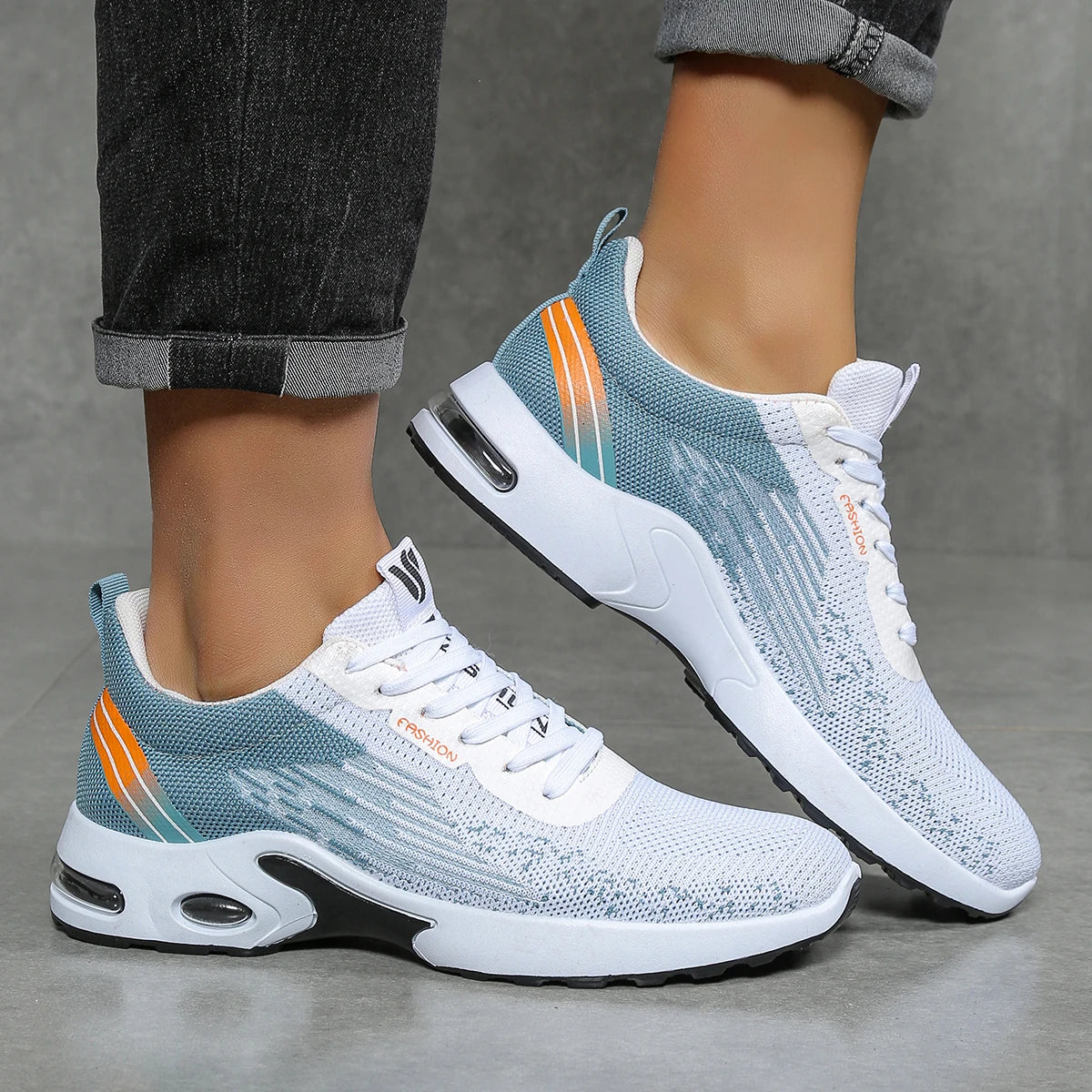 Chaussures pour hommes, chaussures décontractées pour hommes, maille respirante, chaussures de sport à la mode à coussin d'air, à semelles souples et à blocs de couleur MAEJORKEN