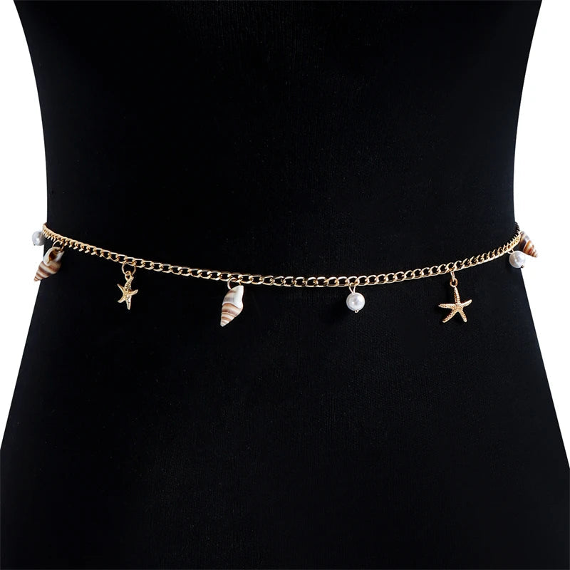 Collier pendentif étoile de mer exagéré pour femmes, coquillage, imitation perle, bracelets chaîne, bijoux de plage d'été, cadeau de vacances MAEJORKEN