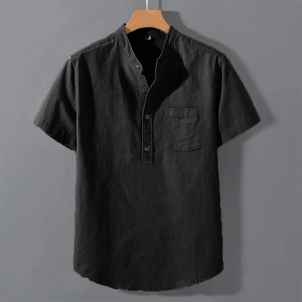 T-shirt d'été à manches courtes pour hommes, couleur unie, Design de poche, chemises à boutons, vêtements quotidiens de rue, Style Simple et confortable MAEJORKEN