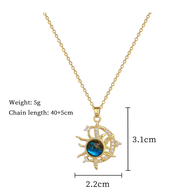 Collier de la série Star Series en acier au titane pour femme, pendentif planète lune et astronome, colliers de la présidence, cadeaux de bijoux, document doré, luxe abordable MAEJORKEN
