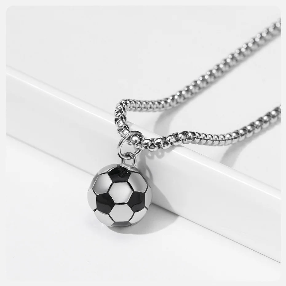 Vnox – colliers de Football 3D pour hommes, pendentifs Scoocer décontractés en acier inoxydable massif, cadeaux pour amoureux du sport pour garçons MAEJORKEN
