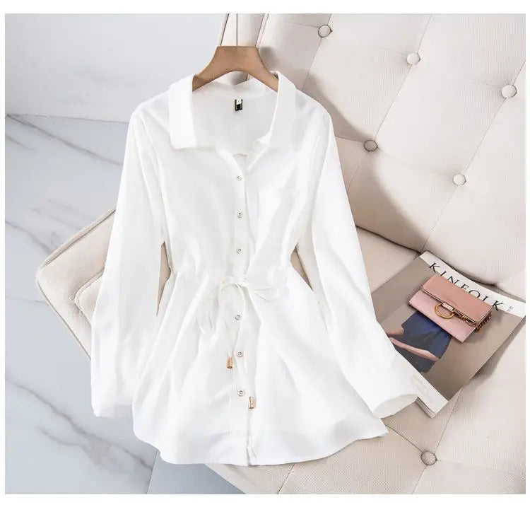 Chemise décontractée en mousseline de soie à manches longues du L au 3XL