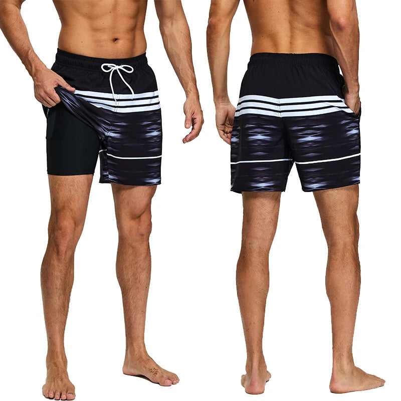 DATIFER été 2026 nouveauté hommes Shorts Polyester longue doublure 2 en 1 Shorts Para Hombre côté fermeture éclair poche maillot de bain de sport MAEJORKEN