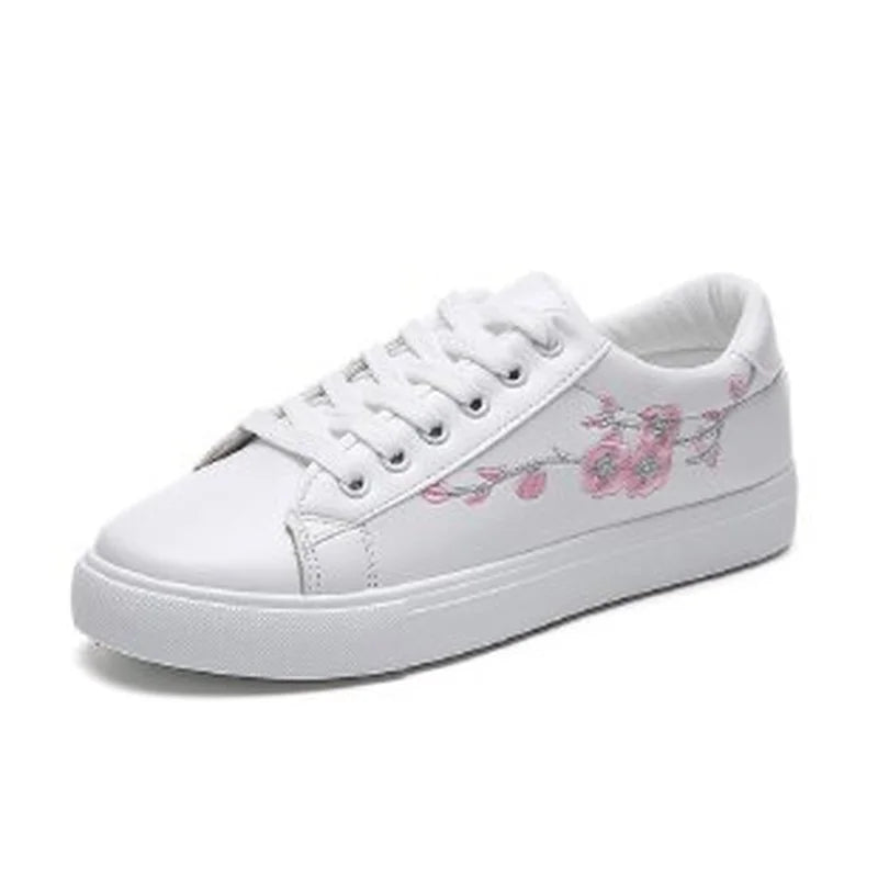 Chaussures De course blanches respirantes à lacets pour femmes, baskets décontractées à fleurs brodées, mode printemps-automne 2023 MAEJORKEN