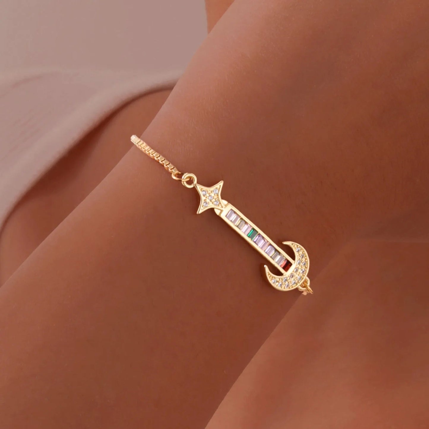 Zcomprend-Bracelet coeur en pierre colorée pour femme, lune, étoile, boîte réglable, bijoux JOWristband, cadeau pour petite amie, jour de Léon MAEJORKEN